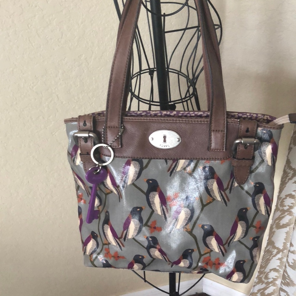 Fossil grey Key-per purse with zip top
